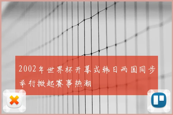 2002年世界杯开幕式韩日两国同步举行掀起赛事热潮